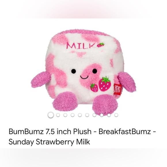 BumBumz 7.5 inch Plush - BreakfastBumz - Sunday Strawberry Milk - Picture 1 of 3